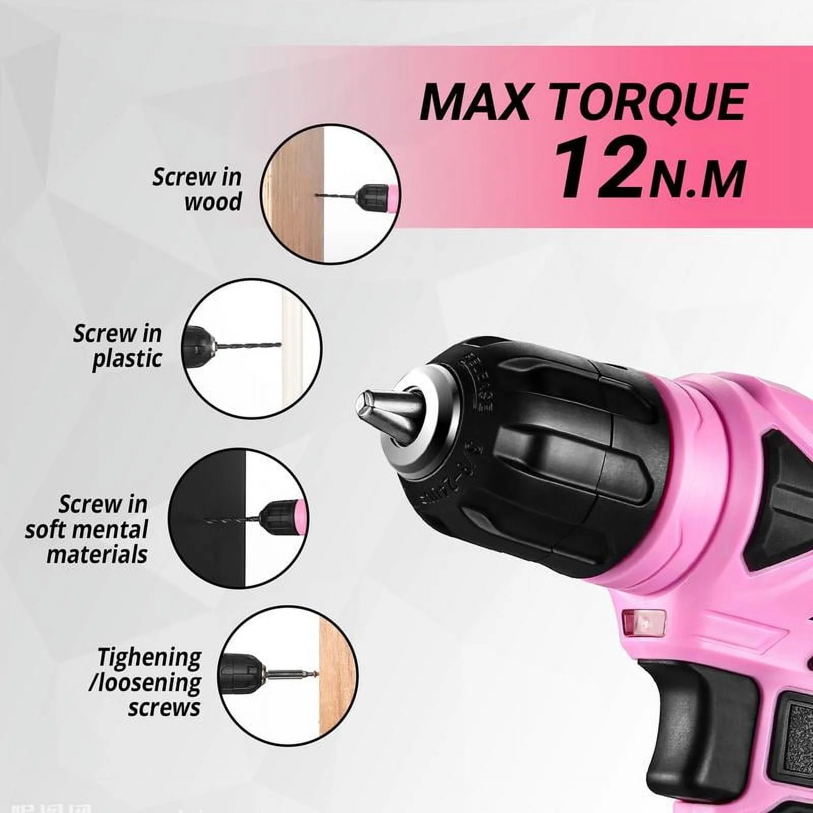 Pink Brushless Cordless Drill & Power Tool Set - Image 9