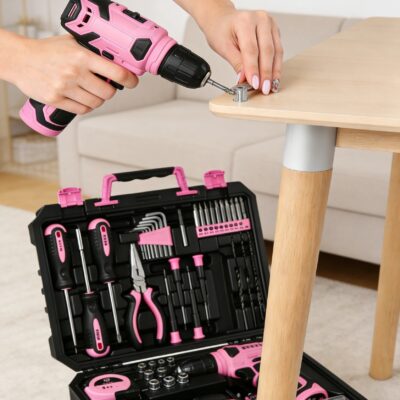 Pink Brushless Cordless Drill & Power Tool Set