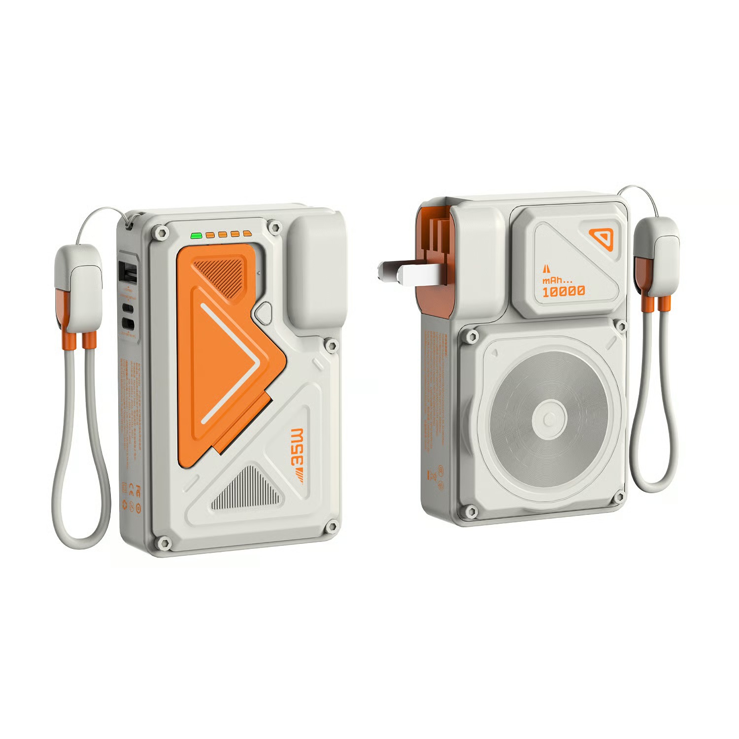 6-in-1 Magnetic Portable Power Bank 10000mAh Portable Charger with Integrated Cable and Foldable AC Plug - Image 7