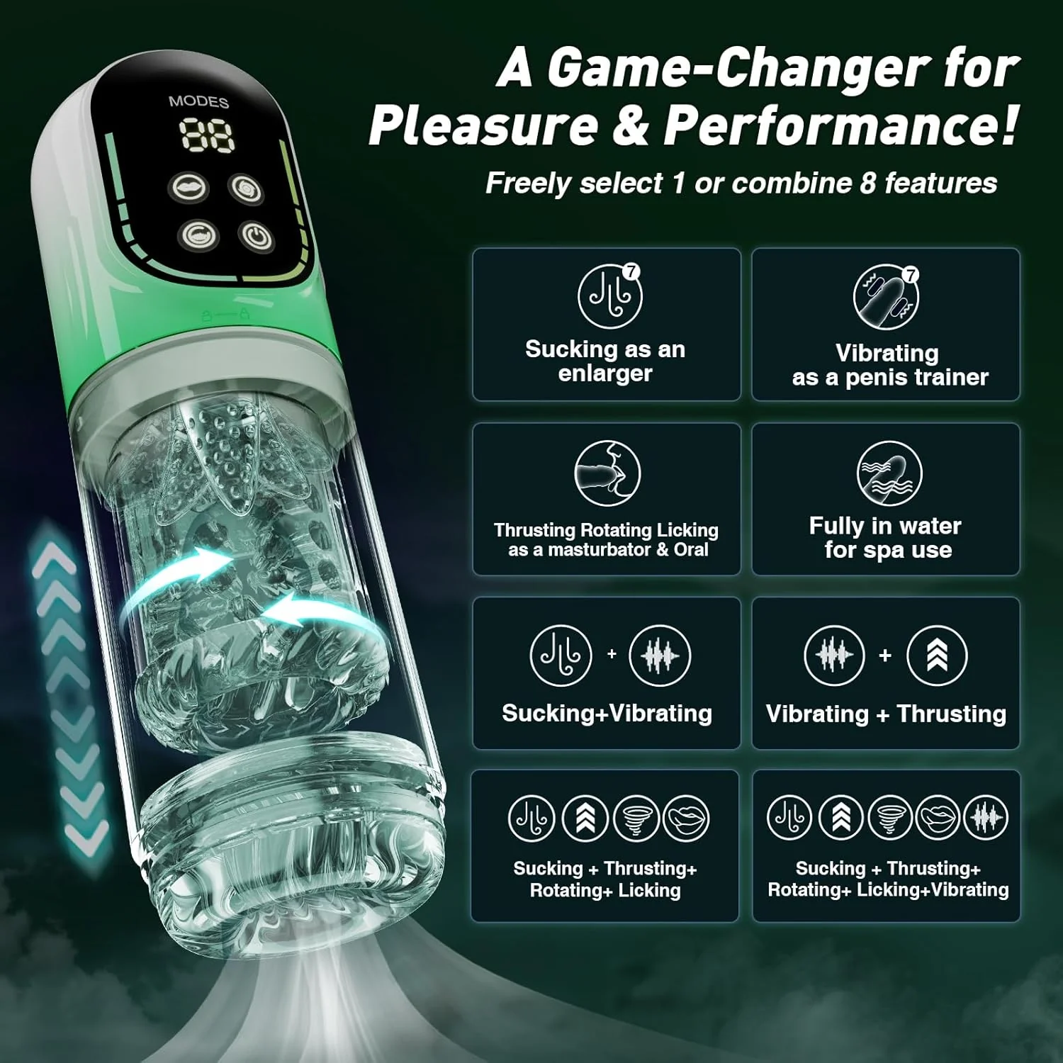 😍 Male Masturbator Penis Pump - Male Sex Toys for Men Sex Toy Pocket Pussy LCD with APP Stroker Adult Toys with 7 Thrusting 7 Rotating 5 Sucking Modes Vacuum Pumps & Enlargers🎁 - Image 2