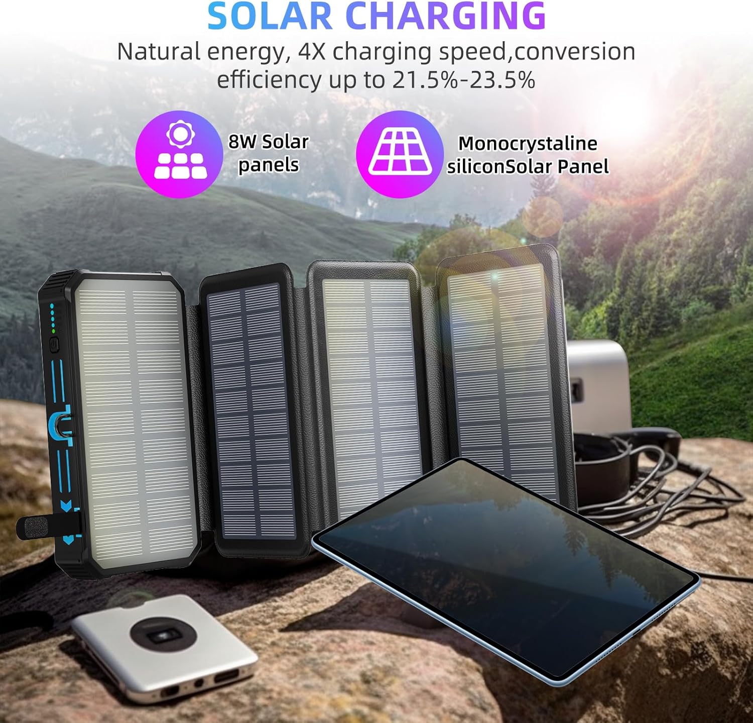 Outdoor Foldable Solar Large Capacity Charger Mobile Power Bank - Image 7