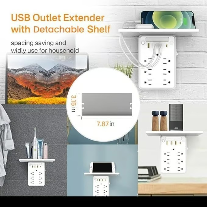 Wall Socket Extender with Shelf & USB Ports – Organize & Power Up Your Space 🌟 - Image 5