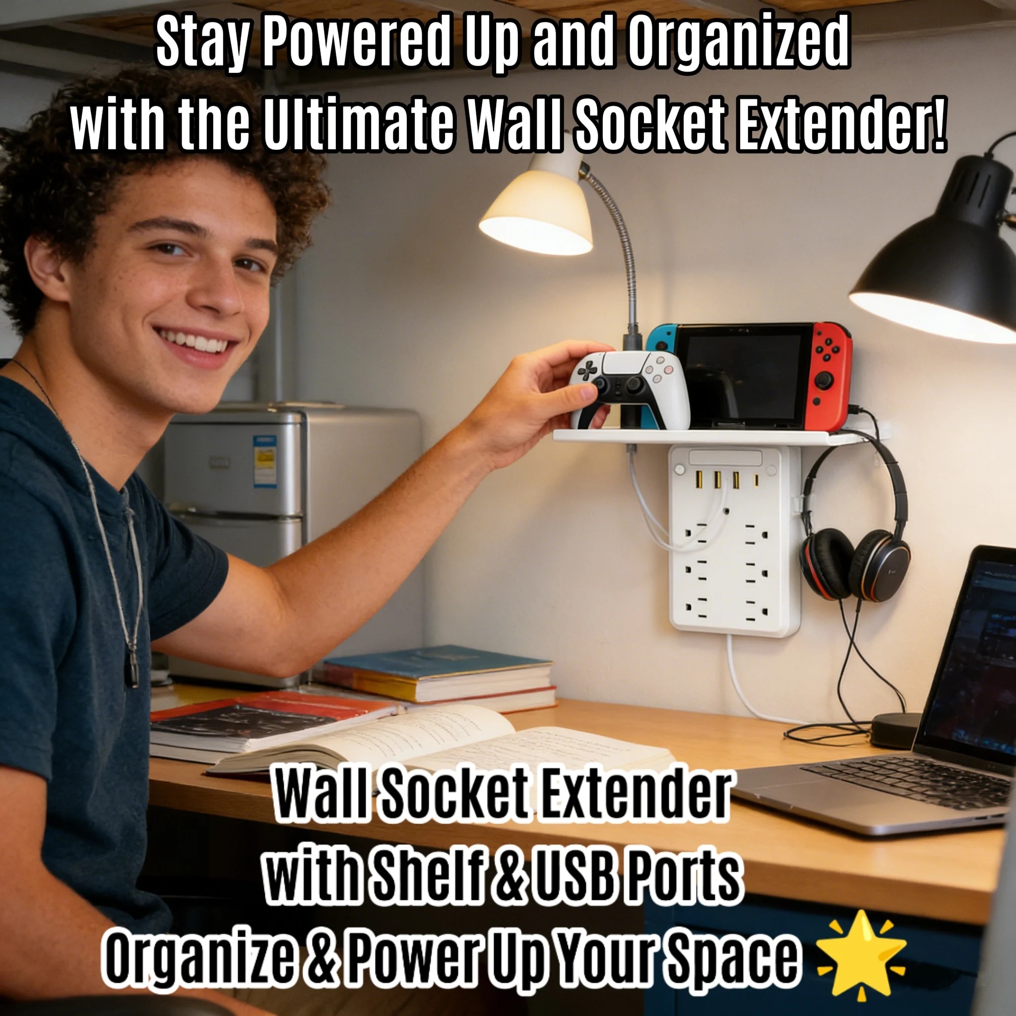 Wall Socket Extender with Shelf & USB Ports – Organize & Power Up Your Space 🌟 - Image 4