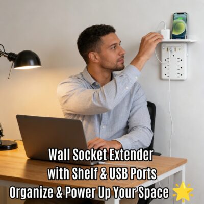 Wall Socket Extender with Shelf & USB Ports – Organize & Power Up Your Space 🌟