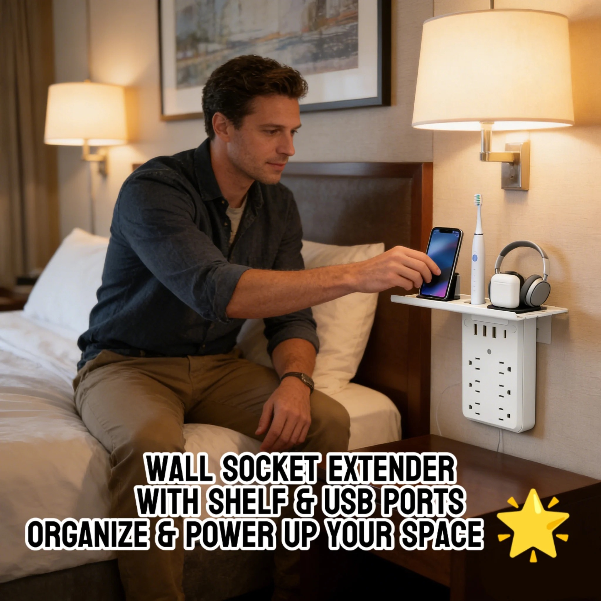 Wall Socket Extender with Shelf & USB Ports – Organize & Power Up Your Space 🌟 - Image 2