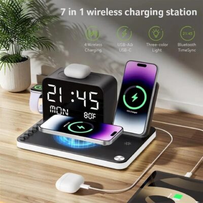 7 in 1 Wireless Charging Station with LED Night Light