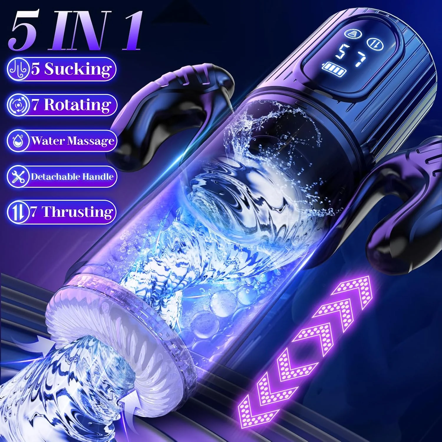 😍 Male Masturbator Penis Pump - Male Sex Toys for Men Sex Toy Pocket Pussy LCD with APP Stroker Adult Toys with 7 Thrusting 7 Rotating 5 Sucking Modes Vacuum Pumps & Enlargers🎁 - Image 11