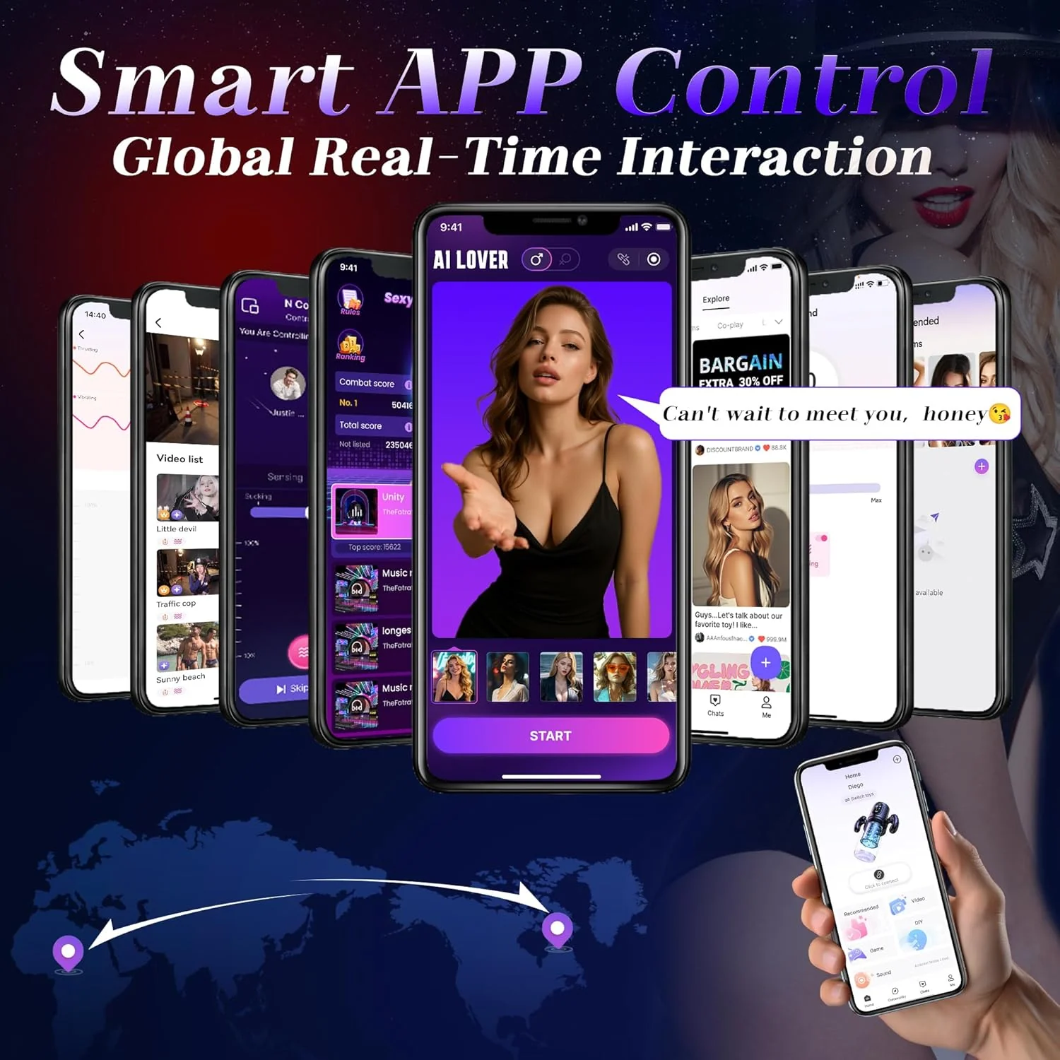 😍 Male Masturbator Penis Pump - Male Sex Toys for Men Sex Toy Pocket Pussy LCD with APP Stroker Adult Toys with 7 Thrusting 7 Rotating 5 Sucking Modes Vacuum Pumps & Enlargers🎁 - Image 5