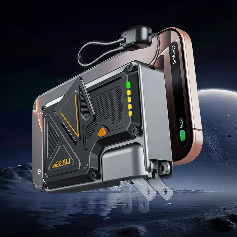 6-in-1 Magnetic Portable Power Bank 10000mAh Portable Charger with Integrated Cable and Foldable AC Plug - Image 5